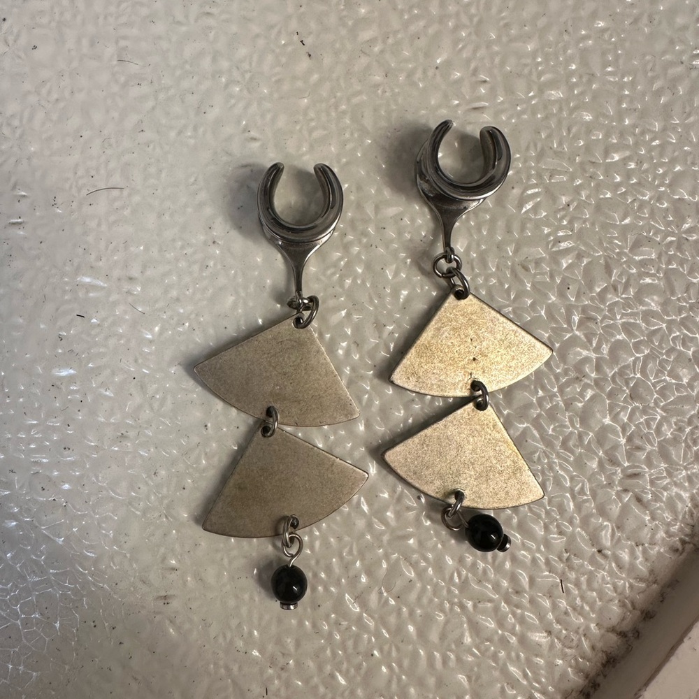 Elegant Silver and Black Geometric Earrings